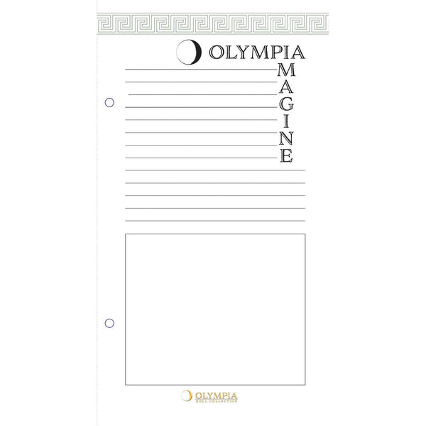 Olympia Imagine notebook cover with grid pattern and branding