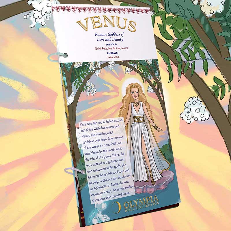 Venus story card against an illustrated background